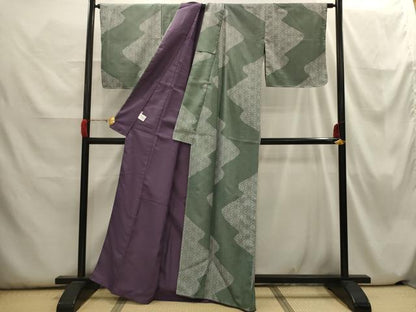 平和屋着物■小紋　麻の葉文様　洗える着物　AABH6395sx