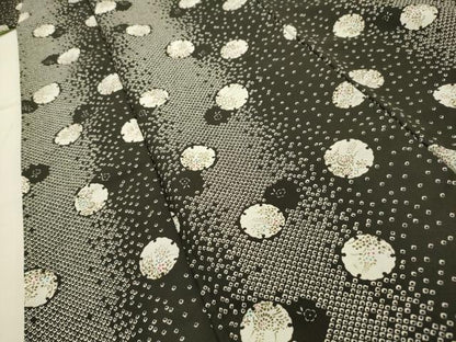 平和屋着物■小紋　雪輪花文　黒地　洗える着物　AABH6397sx