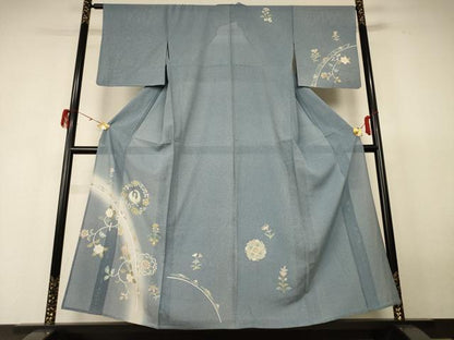 平和屋着物＊夏物　中国三大刺繍　スワトウ刺繍　汕頭刺繍　訪問着　絽　花鳥文　暈し染め　正絹　逸品　AABH6403jd