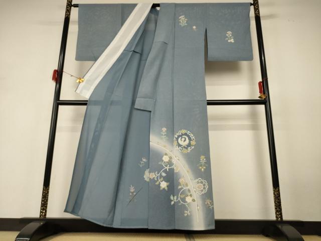 平和屋着物＊夏物　中国三大刺繍　スワトウ刺繍　汕頭刺繍　訪問着　絽　花鳥文　暈し染め　正絹　逸品　AABH6403jd