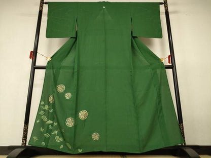 平和屋着物＊夏物 色留袖 縦絽 宝づくし 金彩 正絹 逸品 AABH6408jd
