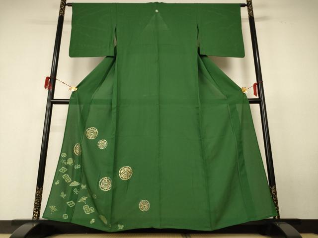 平和屋着物＊夏物 色留袖 縦絽 宝づくし 金彩 正絹 逸品 AABH6408jd