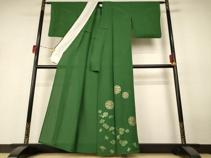 平和屋着物＊夏物 色留袖 縦絽 宝づくし 金彩 正絹 逸品 AABH6408jd