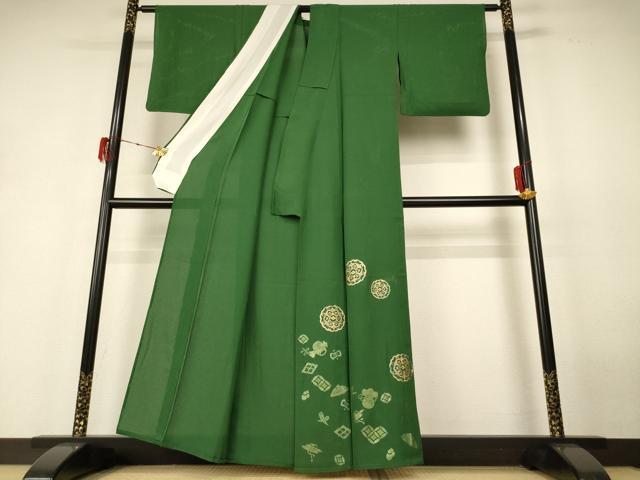 平和屋着物＊夏物 色留袖 縦絽 宝づくし 金彩 正絹 逸品 AABH6408jd