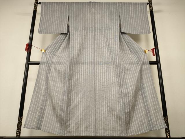 平和屋着物＊夏物 小紋 絽 絞り 変わり縞 正絹 逸品 AABH6410jd