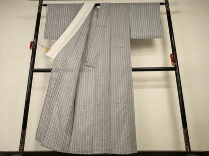 平和屋着物＊夏物 小紋 絽 絞り 変わり縞 正絹 逸品 AABH6410jd