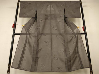 平和屋着物＊夏物 本場大島紬 夏大島 枝葉丸文 正絹 逸品 AABH6413jd