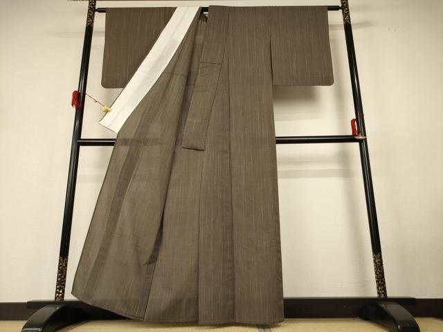 平和屋着物＊夏物 紗紬 縞 正絹 逸品 AABH6415jd