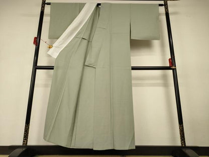 平和屋着物＊夏物 色無地 絽 青白橡色 正絹 逸品 AABH6417jd