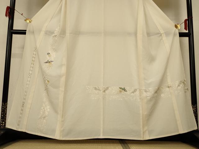 平和屋着物＊夏物 訪問着 絽 刺繍 螺鈿 花鳥文 正絹 逸品 AABH6418jd