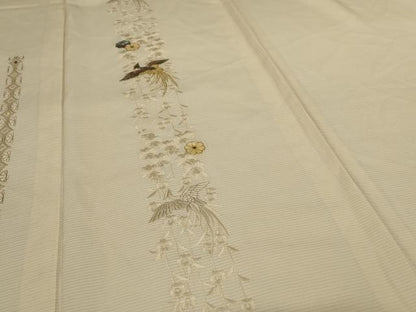 平和屋着物＊夏物 訪問着 絽 刺繍 螺鈿 花鳥文 正絹 逸品 AABH6418jd