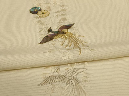平和屋着物＊夏物 訪問着 絽 刺繍 螺鈿 花鳥文 正絹 逸品 AABH6418jd
