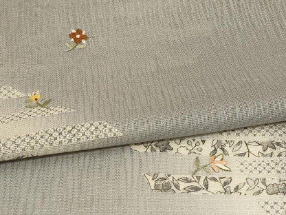 平和屋着物＊夏物 訪問着 紗 刺繍 草花文 暈し染め 正絹 逸品 AABH6419jd