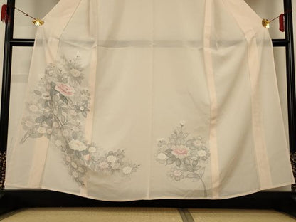 平和屋着物＊夏物 訪問着 絽 手描き 草花文 正絹 逸品 AABH6420jd