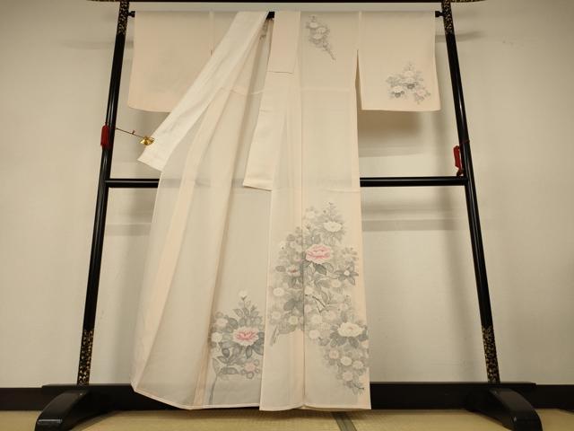 平和屋着物＊夏物 訪問着 絽 手描き 草花文 正絹 逸品 AABH6420jd