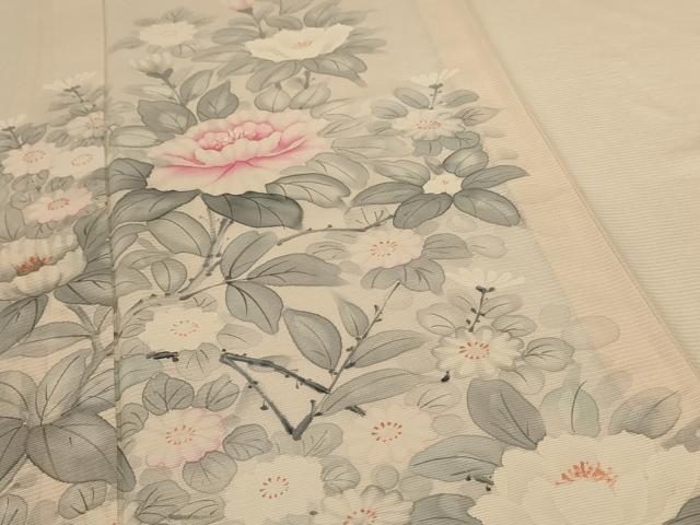 平和屋着物＊夏物 訪問着 絽 手描き 草花文 正絹 逸品 AABH6420jd