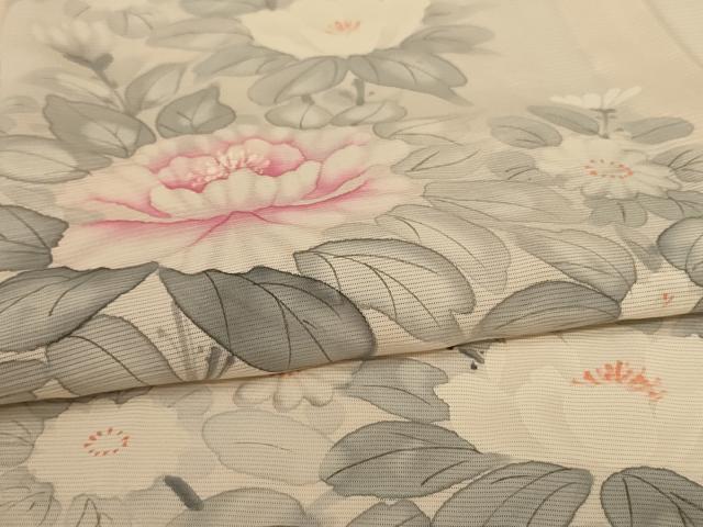 平和屋着物＊夏物 訪問着 絽 手描き 草花文 正絹 逸品 AABH6420jd