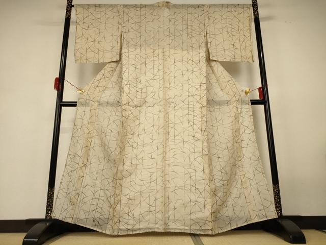 平和屋着物＊夏物 絹芭蕉 小紋 紗 芝 正絹 逸品 AABH6422jd