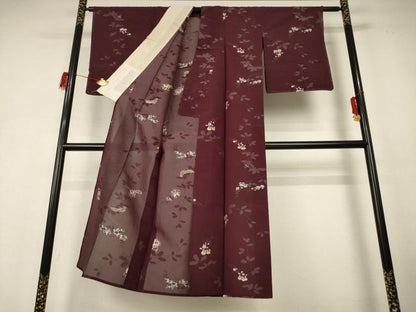 平和屋着物＊夏物 小紋 紗 刺繍 草花文 夏虫 正絹 逸品 AABH6431jd