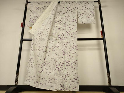 平和屋着物＊夏物 小紋 絽 立波楓文 洗える着物 AABH6433jd