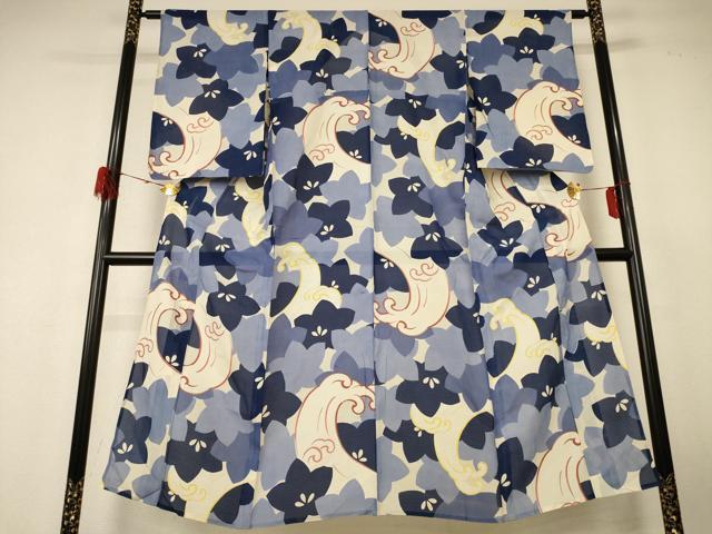 平和屋着物＊夏物 アンティーク 大正ロマン 小紋 絽 立波花文 正絹 逸品 AABH6438jd