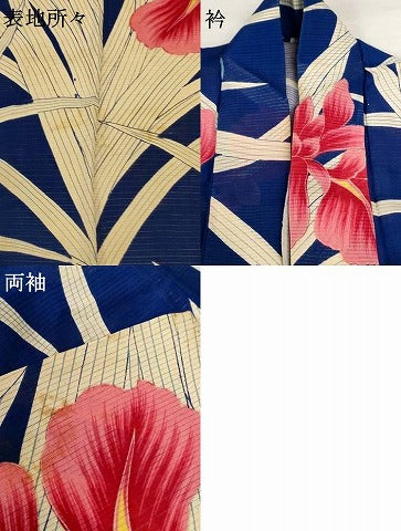 平和屋着物＊夏物 小紋 絽 草花文 正絹 逸品 AABH6439jd