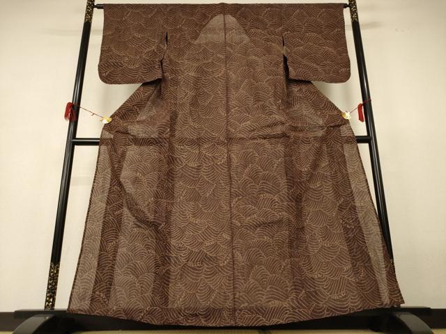 平和屋着物＊夏物 小千谷ちぢみ 立波文 麻 逸品 AABH6440jd