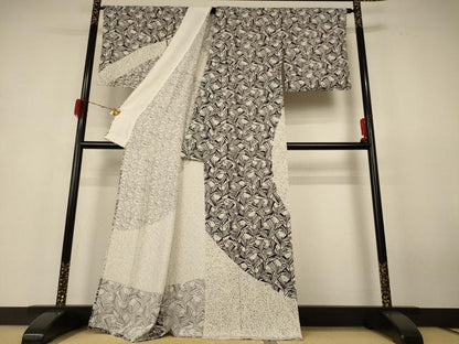 平和屋着物＊夏物 今井喜三郎 訪問着 縦絽 松葉文 正絹 逸品 AABH6447jd