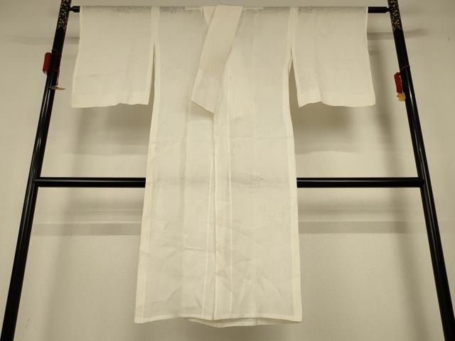 平和屋着物＊夏物　長襦袢　草花紋紗　鳥の子色　綿麻　AABH6464jd 平和屋着物＊夏物 長襦袢 草花紋紗 鳥の子色 綿麻 AABH6464jd