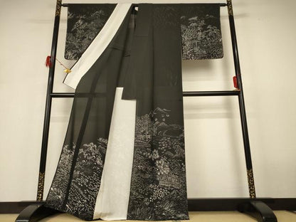 平和屋着物＊夏物　訪問着　絽　風景草花文　正絹　逸品　AABH6466jd