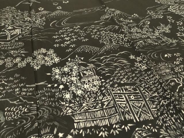 平和屋着物＊夏物　訪問着　絽　風景草花文　正絹　逸品　AABH6466jd