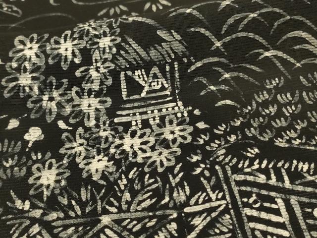 平和屋着物＊夏物　訪問着　絽　風景草花文　正絹　逸品　AABH6466jd