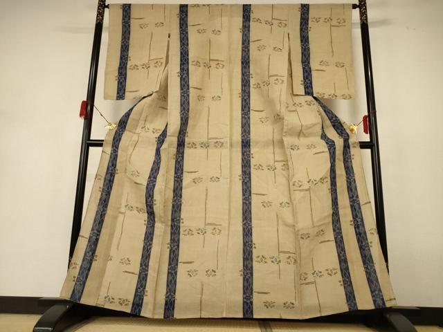 平和屋着物＊夏物 小千谷ちぢみ 幾何学花間道 麻 逸品 AABH6468jd