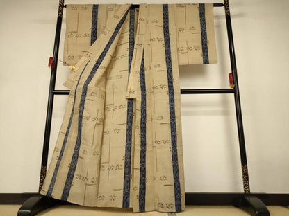 平和屋着物＊夏物 小千谷ちぢみ 幾何学花間道 麻 逸品 AABH6468jd