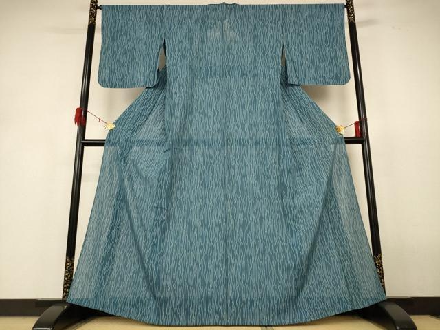 平和屋着物＊夏物 小紋 絽 よろけ縞 正絹 逸品 AABH6483jd
