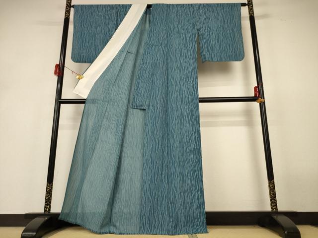 平和屋着物＊夏物 小紋 絽 よろけ縞 正絹 逸品 AABH6483jd