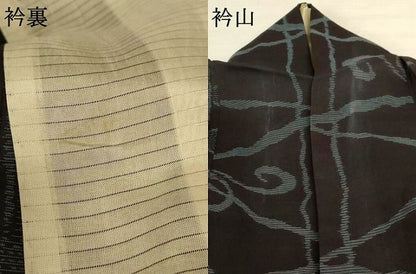 平和屋着物＊夏物 紗紬 幾何学文様 正絹 逸品 AABH6484jd