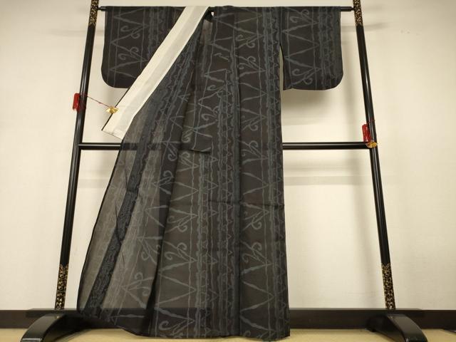 平和屋着物＊夏物 紗紬 幾何学文様 正絹 逸品 AABH6484jd