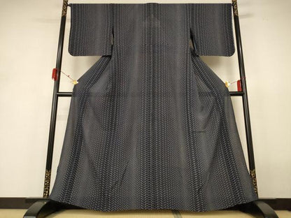 平和屋着物＊夏物 小紋 絽 菱文 正絹 逸品 AABH6485jd
