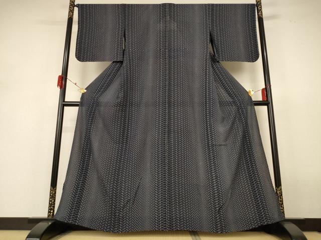 平和屋着物＊夏物 小紋 絽 菱文 正絹 逸品 AABH6485jd