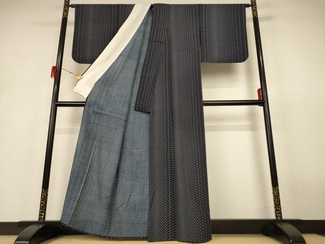 平和屋着物＊夏物 小紋 絽 菱文 正絹 逸品 AABH6485jd