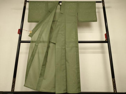 平和屋着物＊夏物 色無地 絽 柳茶色 洗える着物 AABH6486jd