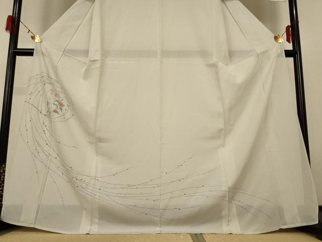 平和屋着物＊夏物　訪問着　絽　草花文　金糸　金彩　正絹　逸品　AABH6487jd