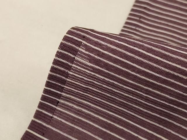 平和屋着物＊夏物 小紋 絽 横縞 暈し染め 正絹 逸品 AABH6492jd