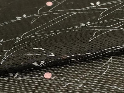 平和屋着物＊夏物　小紋　絽　舞葉文　洗える着物　AABH6497jd
