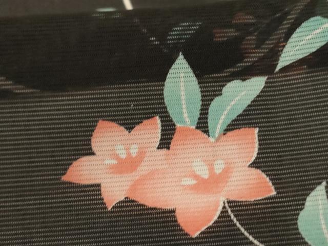 平和屋着物＊夏物 小紋 絽 花唐草文 洗える着物 AABH6498jd