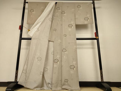 平和屋着物＊夏物 小紋 絽 葡萄蔦の葉文 洗える着物 AABH6499jd