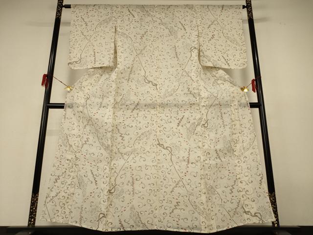 平和屋着物＊夏物 小千谷ちぢみ 幾何学文様 麻 逸品 AABH6502jd