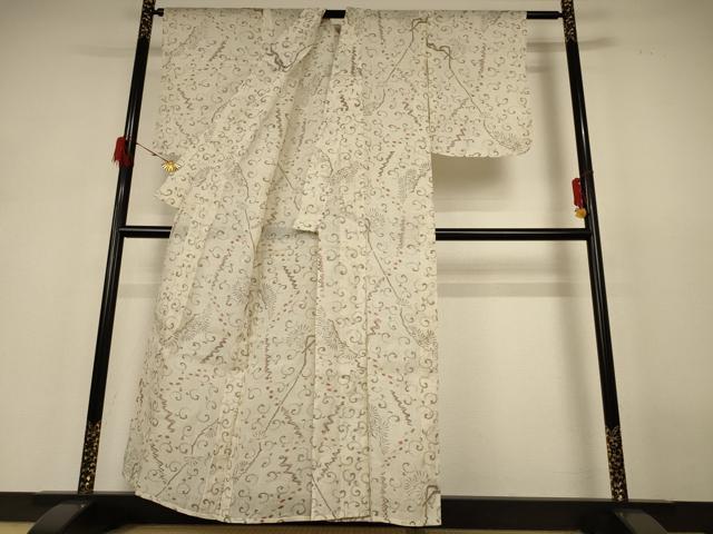 平和屋着物＊夏物 小千谷ちぢみ 幾何学文様 麻 逸品 AABH6502jd