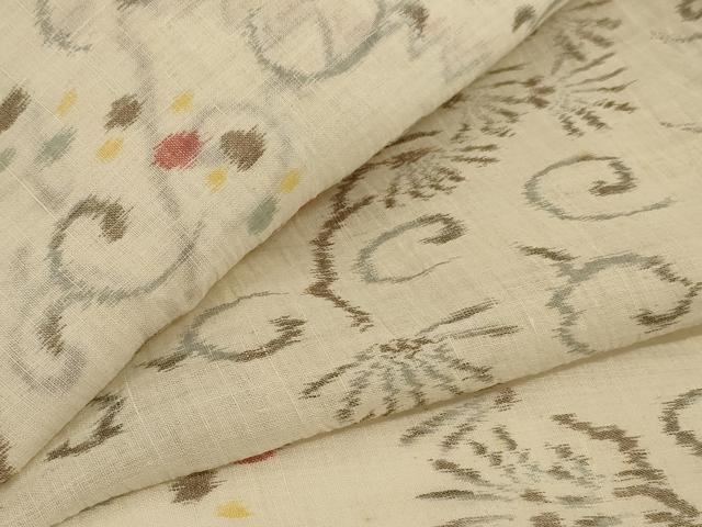 平和屋着物＊夏物 小千谷ちぢみ 幾何学文様 麻 逸品 AABH6502jd